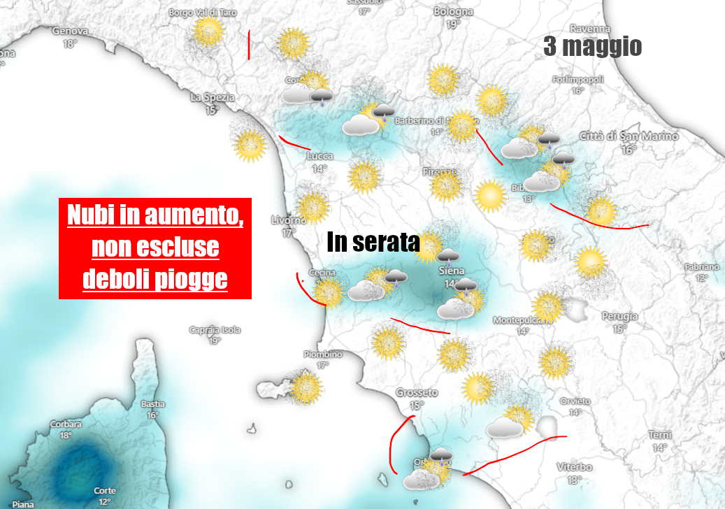 Un’altra giornata senza ombre – sabato meno luminoso, forse le prime gocce – meteo Toscana