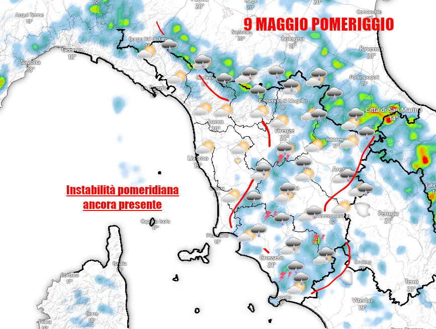 Instabilità pomeridiana: una costante anche oggi e per i prossimi giorni – meteo Toscana – dove colpiranno i temporali?