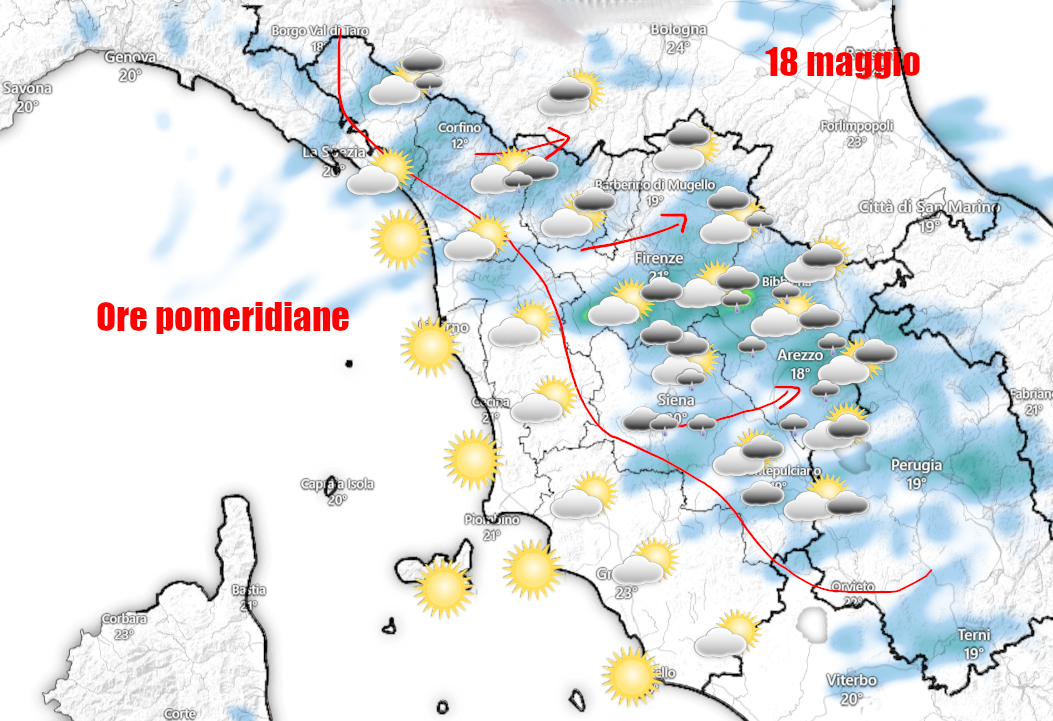 Piogge a largo di Lucca, Pisa e Livorno – nel pomeriggio rovesci interni poi il cambiamento – meteo Toscana