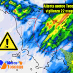 ALLERTA METEO TOSCANA – vigilanza 22 maggio – fenomeni forti su queste zone