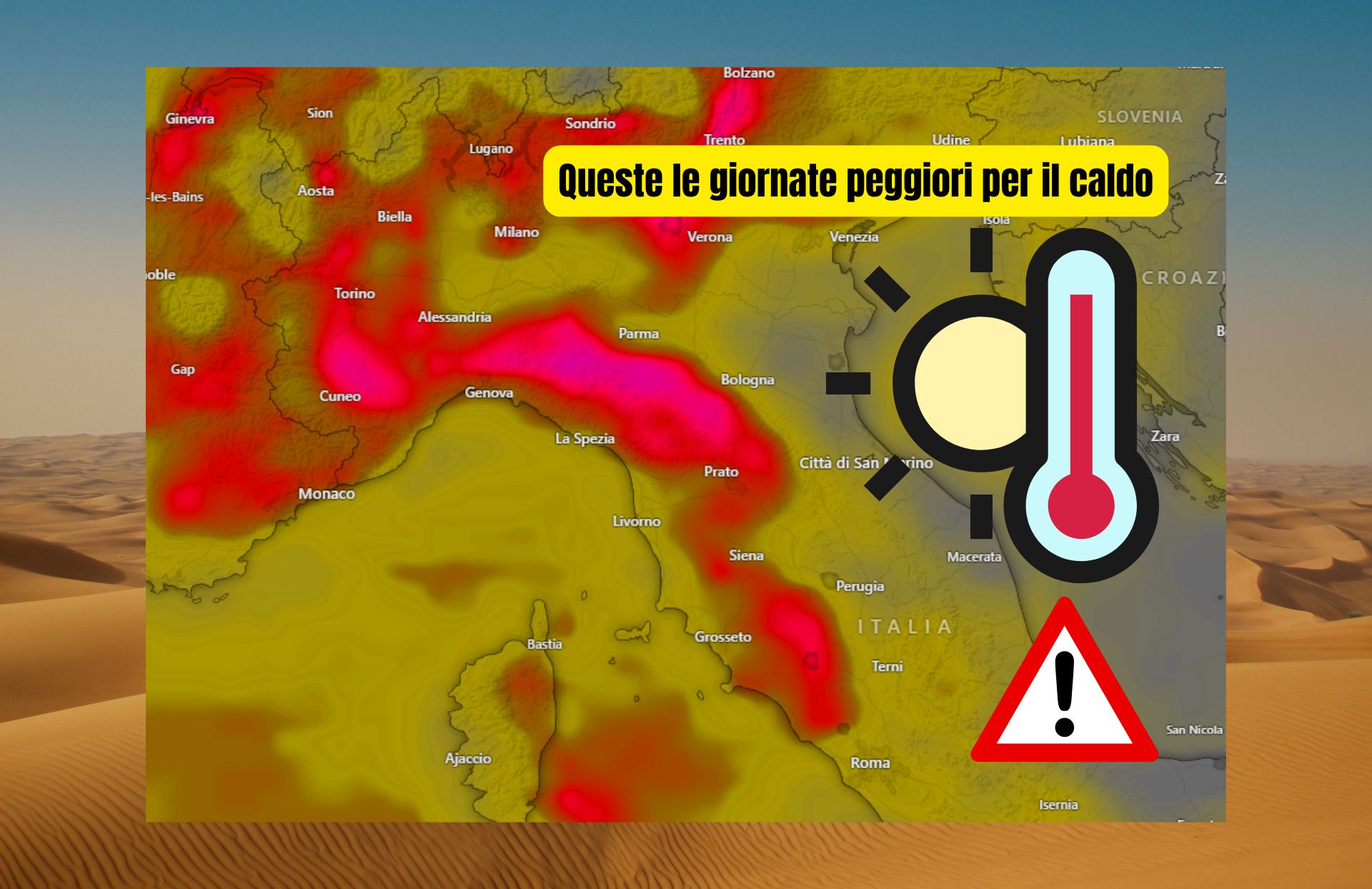 PICCO TERMICO: ecco quando colpirà più duro la prima onda di calore africana – meteo Toscana