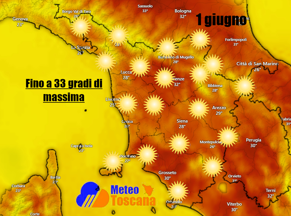 METEO SENZA UNA PIEGA: OGGI E DOMANI IN TOSCANA prosegue l’ESTATE