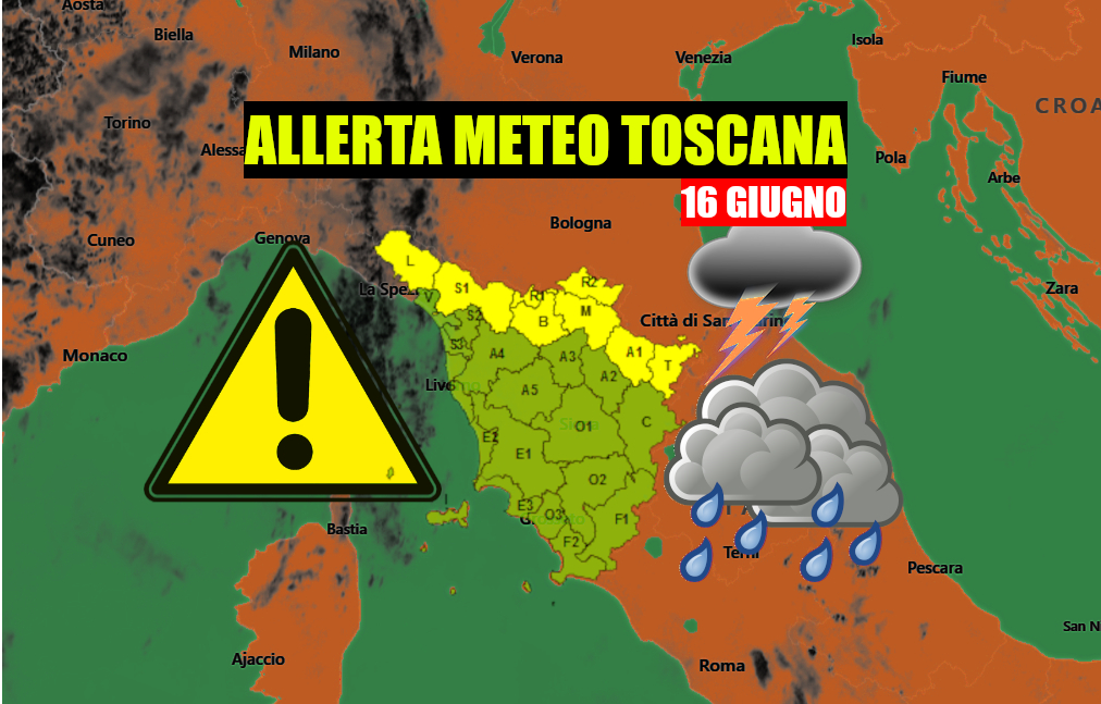 ALLERTA METEO TOSCANA: attenzione ai primi FORTI TEMPORALI – 16 giugno